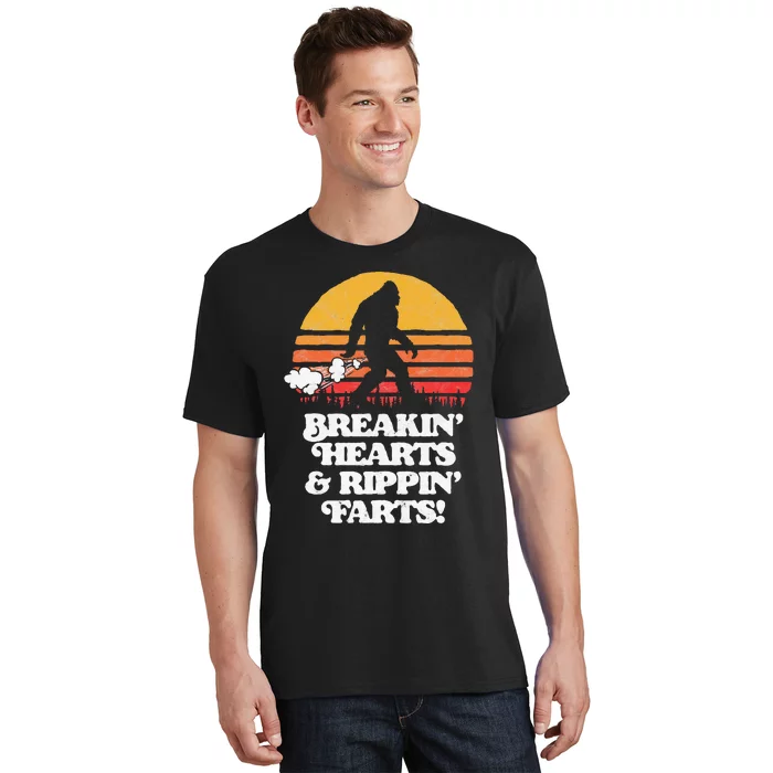 Sasquatch Breakin Hearts & Rippin Farts! Funny Bigfoot Sun T-Shirt