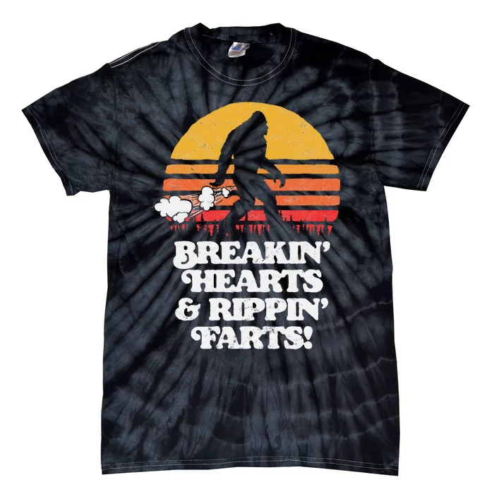 Sasquatch Breakin Hearts & Rippin Farts! Funny Bigfoot Sun Tie-Dye T-Shirt