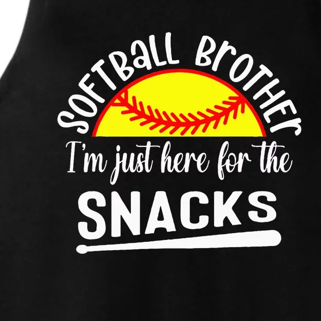 Softball Brother IM Just Here For The Snacks Retro Softball Ladies Tri-Blend Wicking Tank