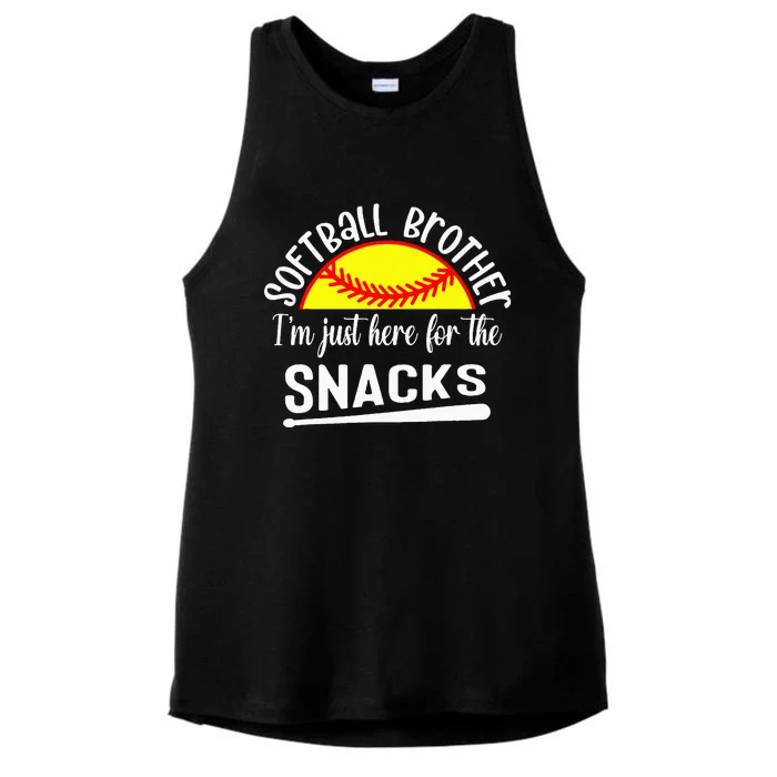 Softball Brother IM Just Here For The Snacks Retro Softball Ladies Tri-Blend Wicking Tank