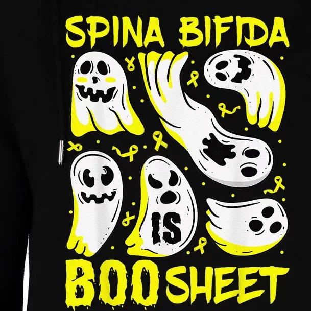 Spina Bifida Is Boo Sheet Ghost & Yellow Ribbon Halloween Womens Funnel Neck Pullover Hood