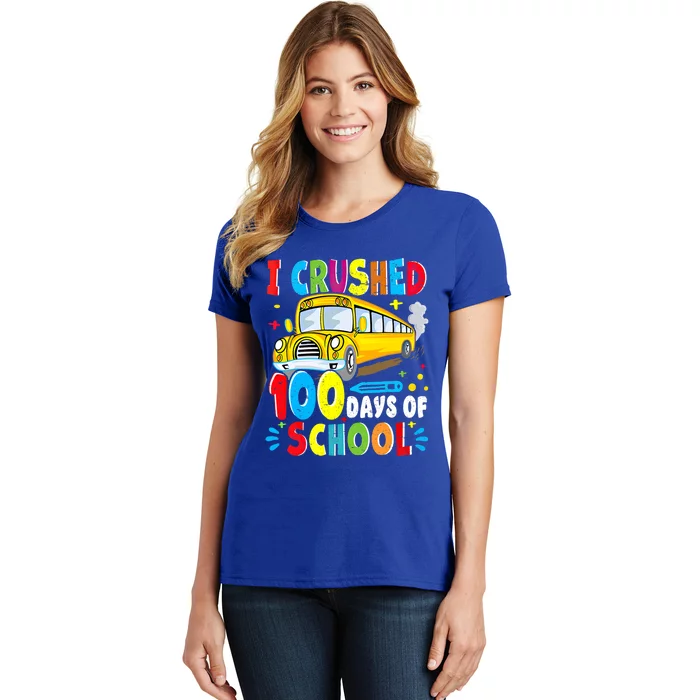 School Bus I Crushed 100 Day Of School Gift Women's T-Shirt