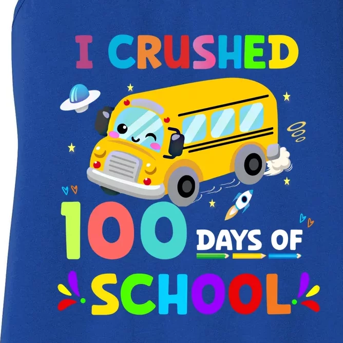 School Bus I Crushed 100 Day Of School Meaningful Gift Women's Racerback Tank