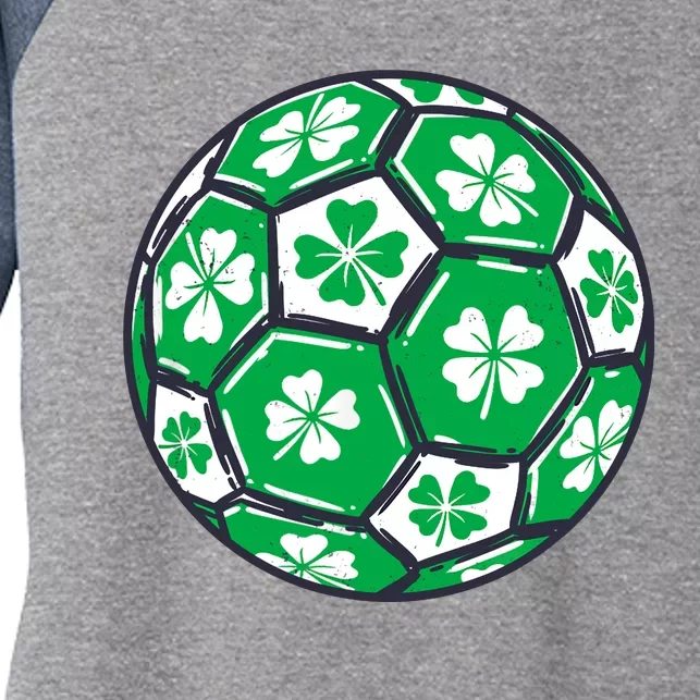 Soccer Ball Ireland Shamrock Irish St Patricks Day Women's Tri-Blend 3/4-Sleeve Raglan Shirt