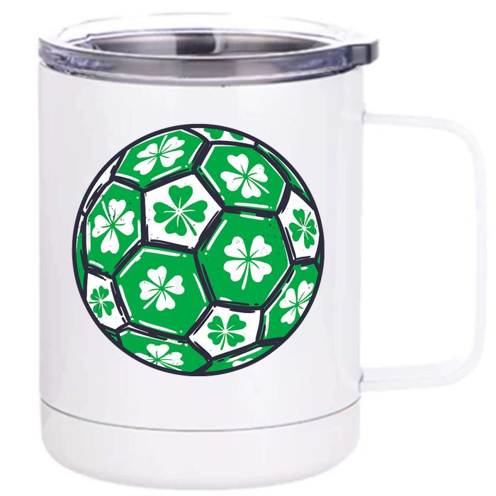 Soccer Ball Ireland Shamrock Irish St Patricks Day Front & Back 12oz Stainless Steel Tumbler Cup