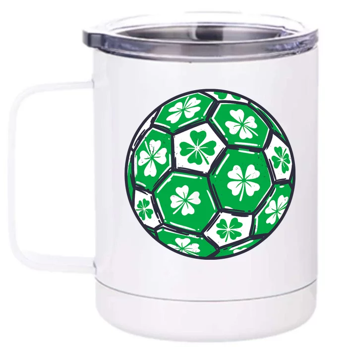 Soccer Ball Ireland Shamrock Irish St Patricks Day Front & Back 12oz Stainless Steel Tumbler Cup