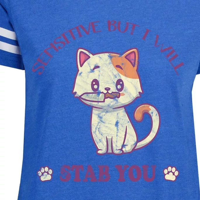 Sensitive But I Will Stab You Cute Cat Cool Gift Enza Ladies Jersey Football T-Shirt