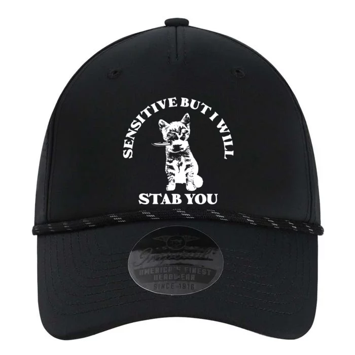 Sensitive But I Will Stab You Funny Cat Horror Gift Performance The Dyno Cap