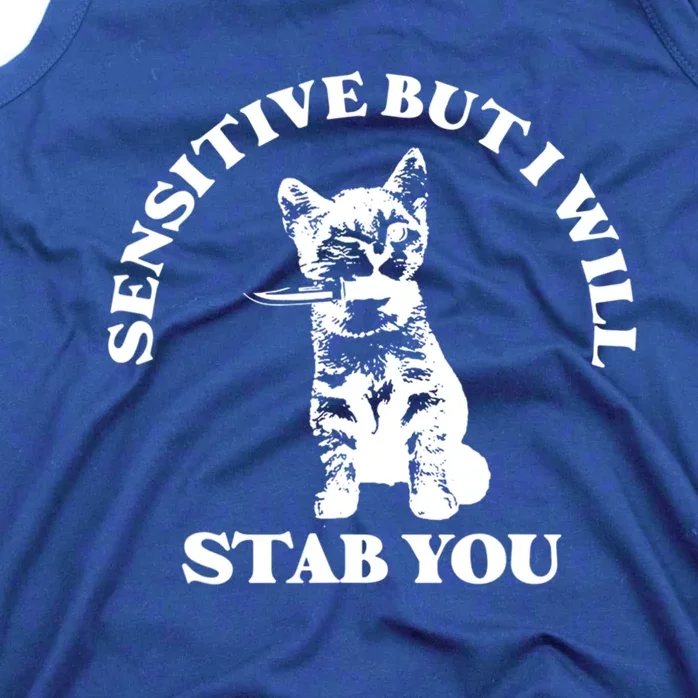 Sensitive But I Will Stab You Funny Cat Horror Gift Tank Top