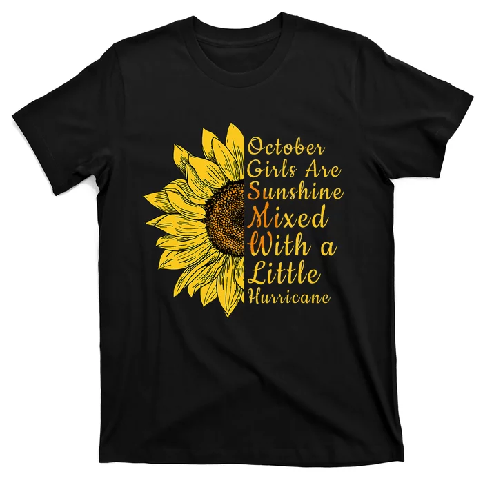 Sunflower Born In October Birthday Gift For Women T-Shirt