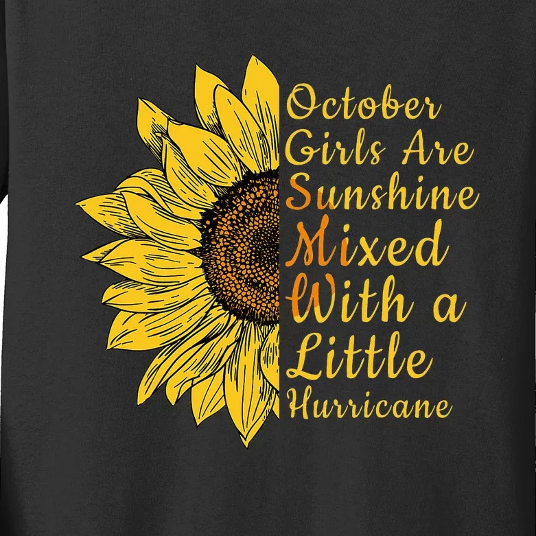 Sunflower Born In October Birthday Gift For Women Kids Long Sleeve Shirt