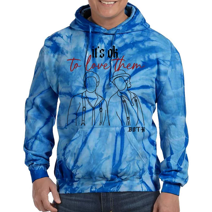 Salvatore Brothers Its Ok To Love Them Both Stefan Salvatore Damon Salvatore Tie Dye Hoodie