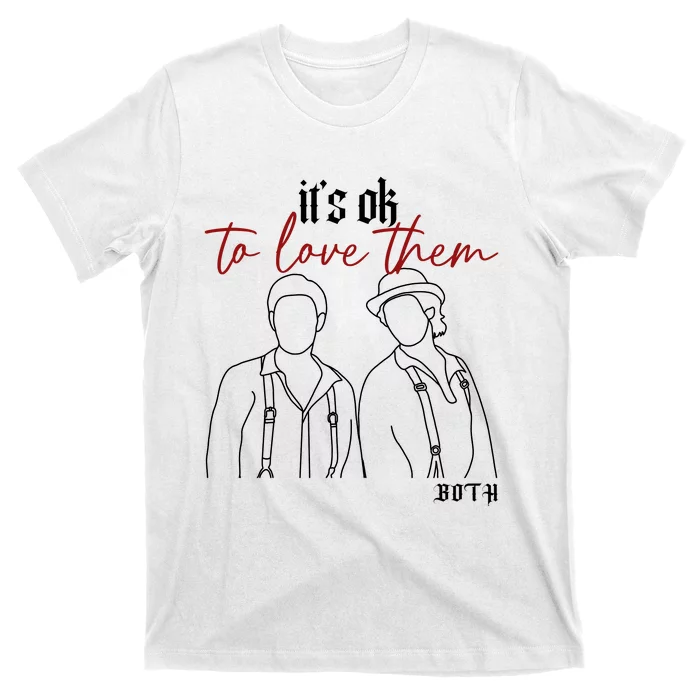 Salvatore Brothers Its Ok To Love Them Both Stefan Salvatore Damon Salvatore T-Shirt