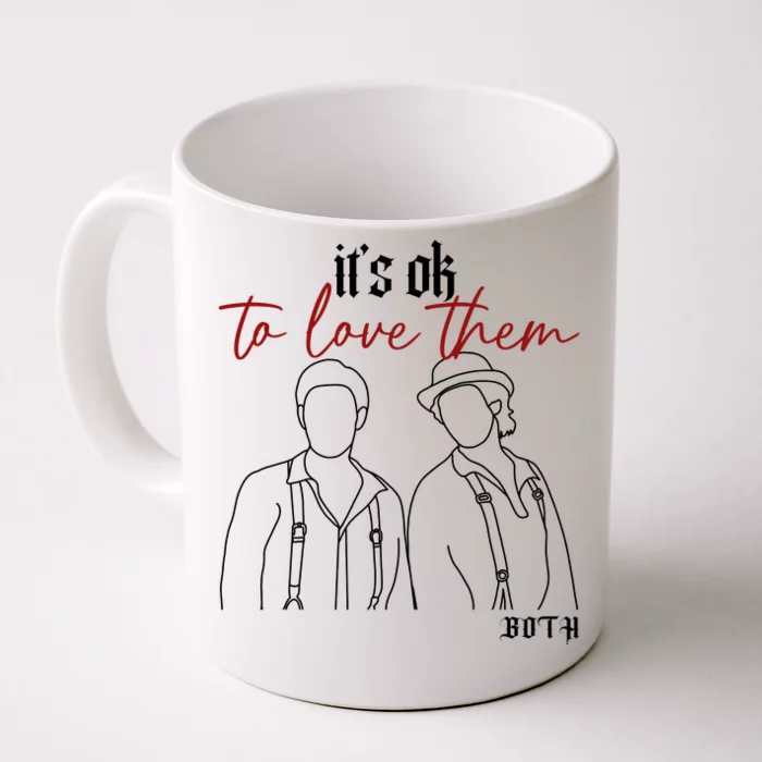 Salvatore Brothers Its Ok To Love Them Both Stefan Salvatore Damon Salvatore Front & Back Coffee Mug