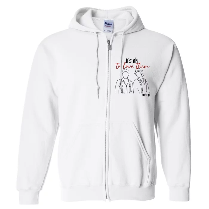 Salvatore Brothers Its Ok To Love Them Both Stefan Salvatore Damon Salvatore Full Zip Hoodie