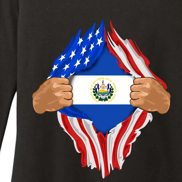 Salvadoran Blood Inside Me Funny Gift El Salvador Flag Gift Womens CVC Long Sleeve Shirt