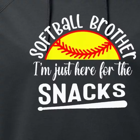 Softball Brother Im Just Here For The Snacks Retro Softball Performance Fleece Hoodie