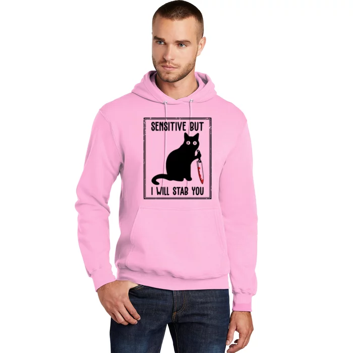 Sensitive But I Will Stab You Funny Cat Meaningful Gift Hoodie