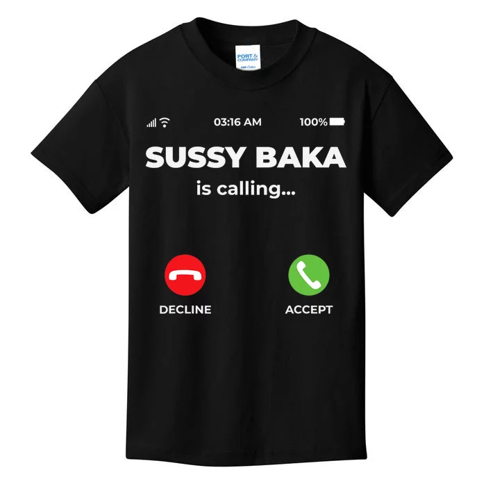 Sussy Baka Is Calling Funny Phone Meme Kids T-Shirt