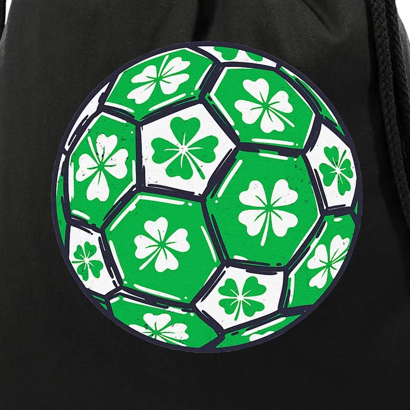 Soccer Ball Ireland Shamrock Irish St Patricks Day Drawstring Bag