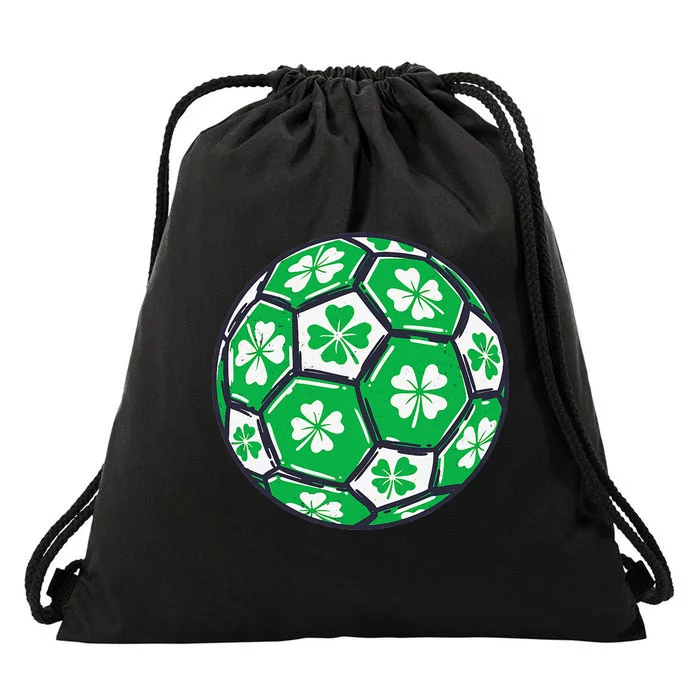 Soccer Ball Ireland Shamrock Irish St Patricks Day Drawstring Bag