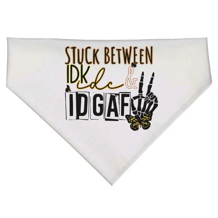 Stuck Between Idk Idc Idgaf USA-Made Doggie Bandana