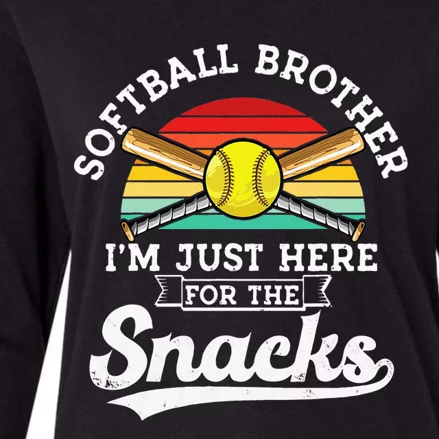 Softball Brother Im Just Here For The Snacks Retro Softball Womens Cotton Relaxed Long Sleeve T-Shirt