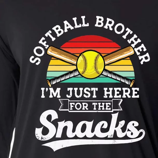 Softball Brother Im Just Here For The Snacks Retro Softball Cooling Performance Long Sleeve Crew