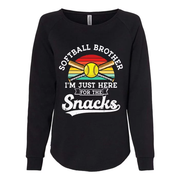 Softball Brother Im Just Here For The Snacks Retro Softball Womens California Wash Sweatshirt