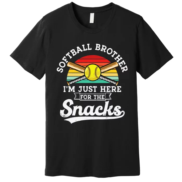 Softball Brother Im Just Here For The Snacks Retro Softball Premium T-Shirt