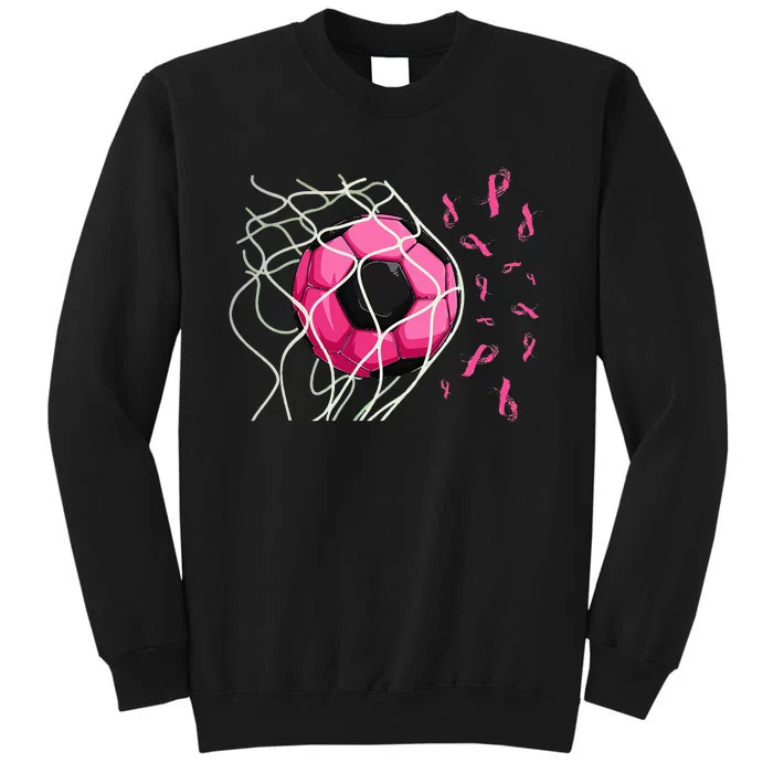 Soccer Ball In Goal Ribbons Breast Cancer Tall Sweatshirt