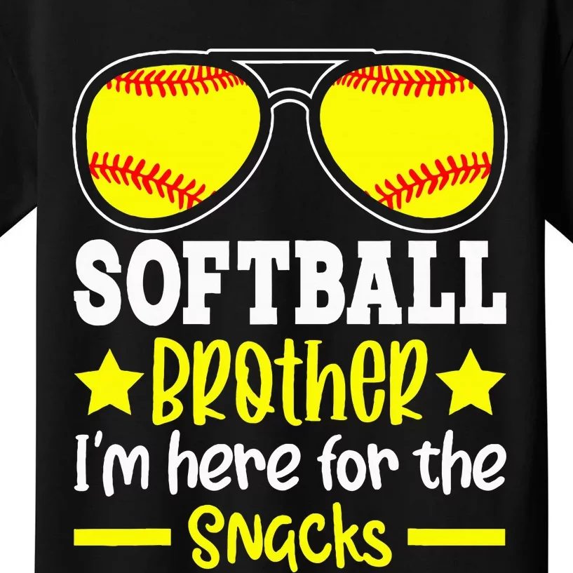 Softball Brother IM Just Here For The Snacks Funny Retro Kids T-Shirt