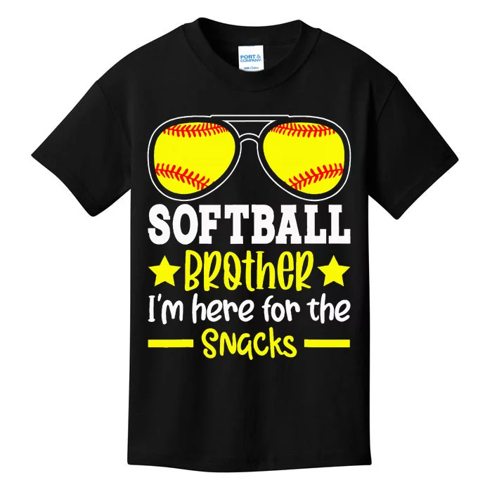 Softball Brother IM Just Here For The Snacks Funny Retro Kids T-Shirt