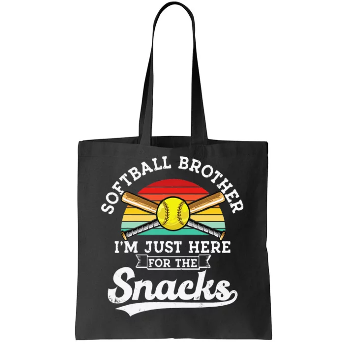 Softball Brother Im Just Here For The Snacks Retro Softball Tote Bag