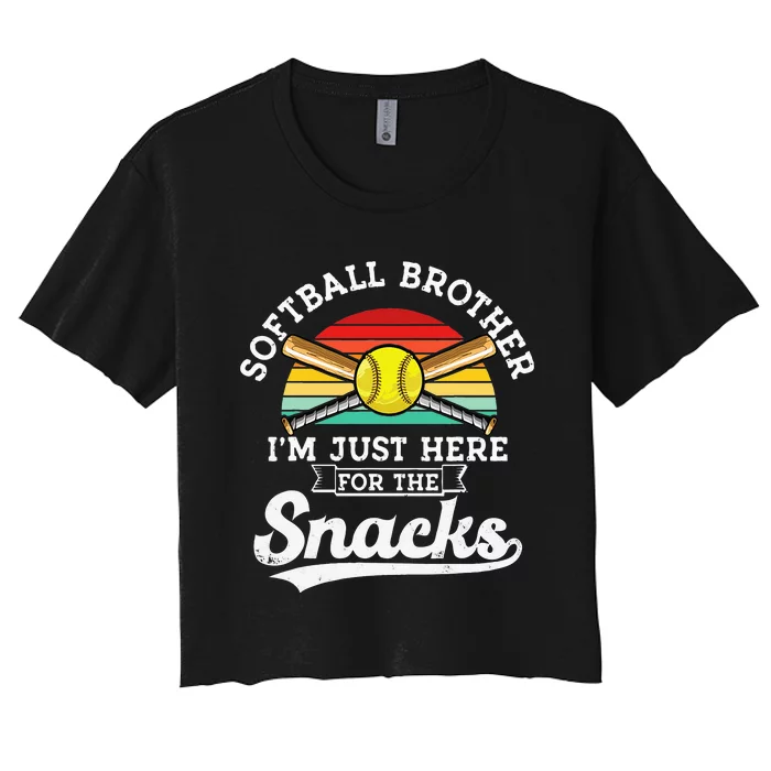 Softball Brother Im Just Here For The Snacks Retro Softball Women's Crop Top Tee