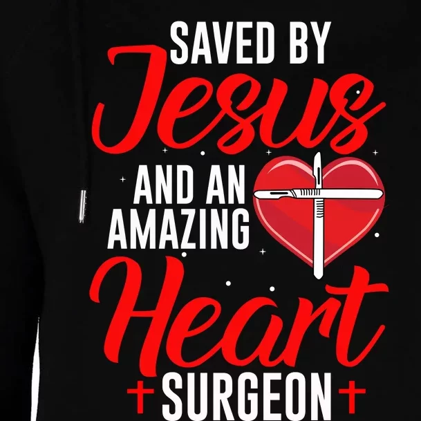 Saved By Jesus Open Heart Surgery Bypass Surgery Survivor Cool Gift Womens Funnel Neck Pullover Hood