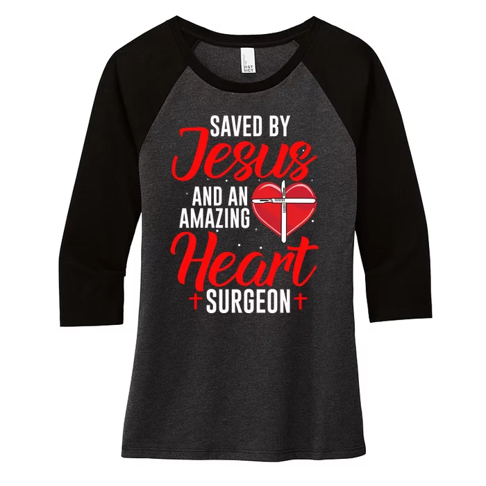 Saved By Jesus Open Heart Surgery Bypass Surgery Survivor Cool Gift Women's Tri-Blend 3/4-Sleeve Raglan Shirt