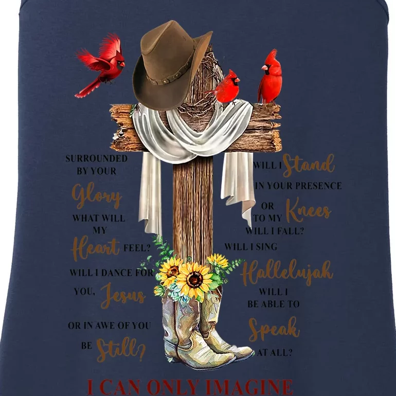 Sunflower Boot Jesus Cross I Can Imagine Christian Ladies Essential Tank