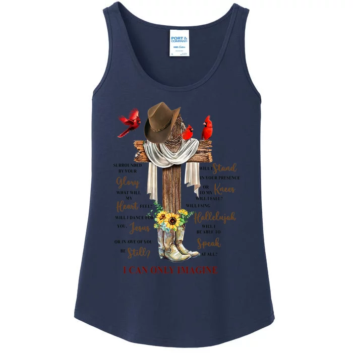 Sunflower Boot Jesus Cross I Can Imagine Christian Ladies Essential Tank