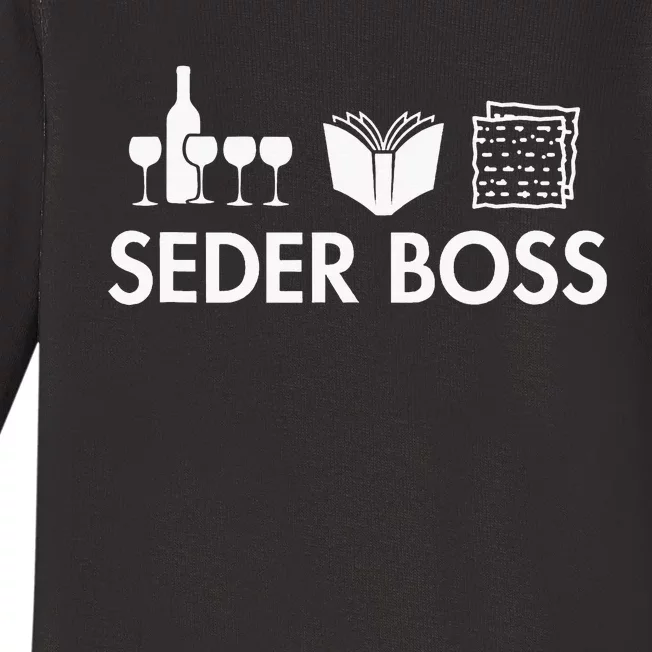 Seder Boss Jewish Funny Passover Leader Matzah Matzo Baby Long Sleeve Bodysuit