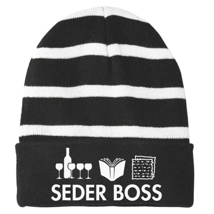 Seder Boss Jewish Funny Passover Leader Matzah Matzo Striped Beanie with Solid Band