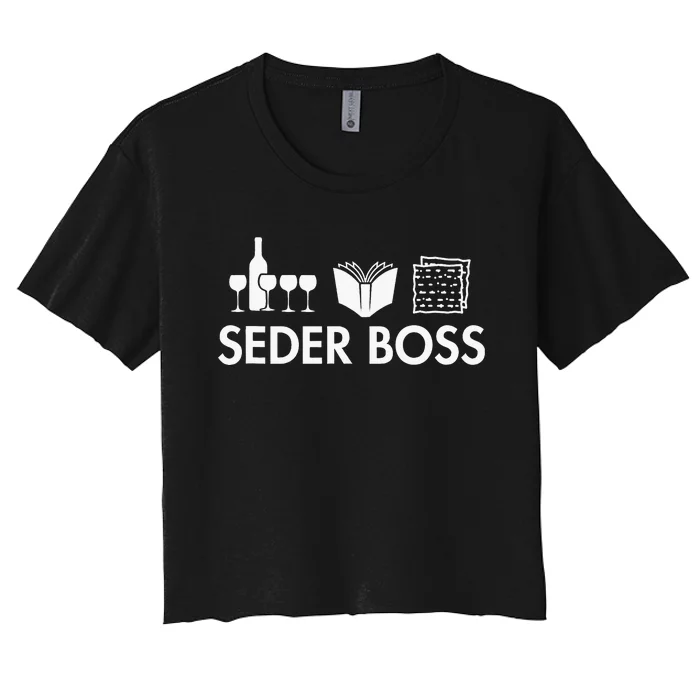 Seder Boss Jewish Funny Passover Leader Matzah Matzo Women's Crop Top Tee