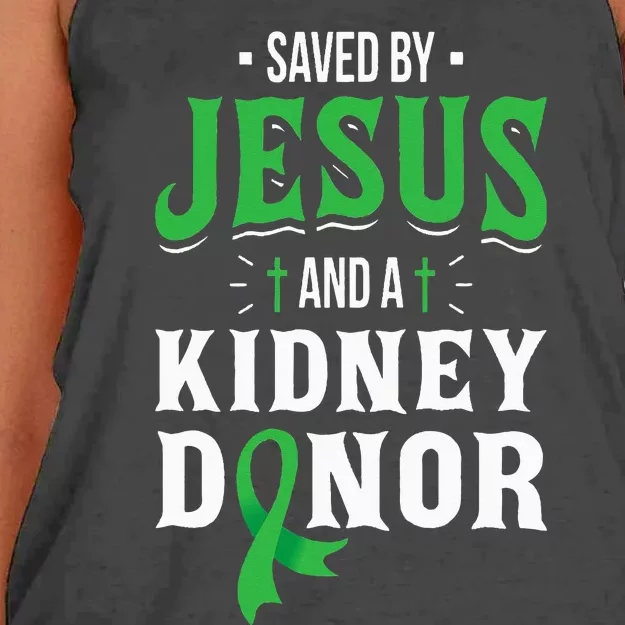 Saved By Jesus And A Kidney Donor Organ Transplant Surgery Women's Knotted Racerback Tank