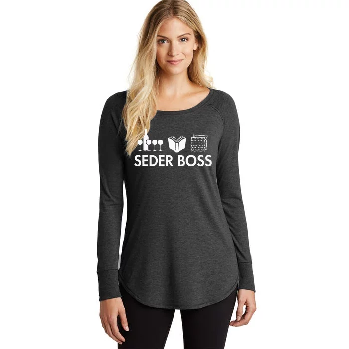 Seder Boss Jewish Funny Passover Leader Matzah Matzo Women's Perfect Tri Tunic Long Sleeve Shirt