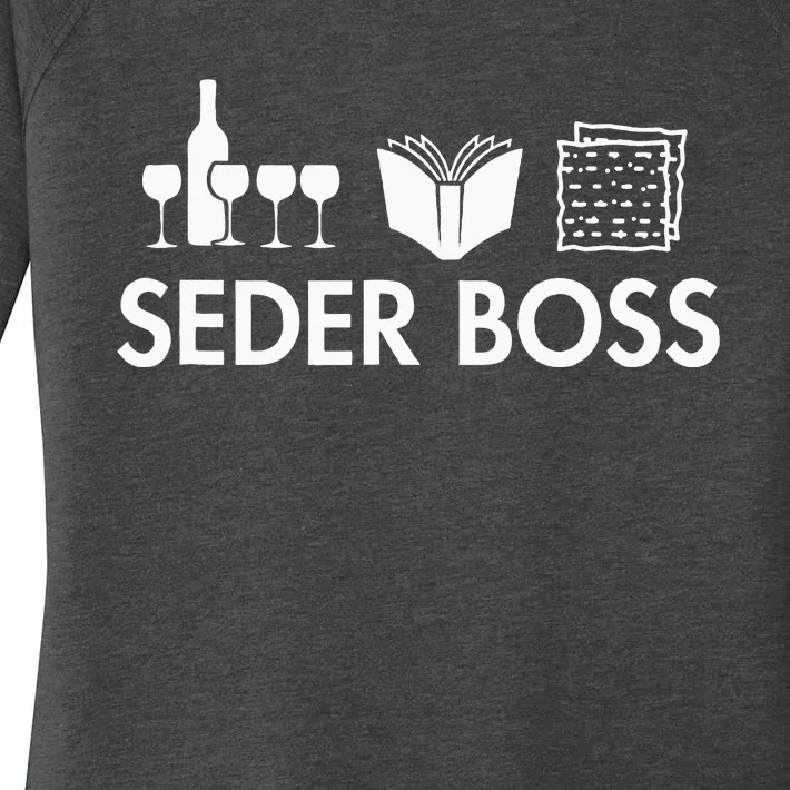 Seder Boss Jewish Funny Passover Leader Matzah Matzo Women's Perfect Tri Tunic Long Sleeve Shirt