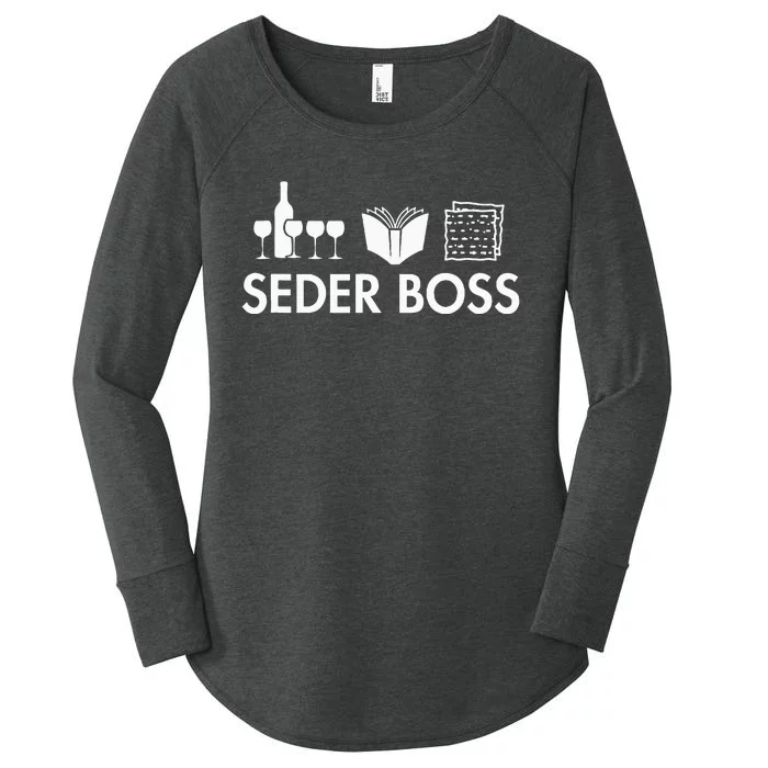 Seder Boss Jewish Funny Passover Leader Matzah Matzo Women's Perfect Tri Tunic Long Sleeve Shirt