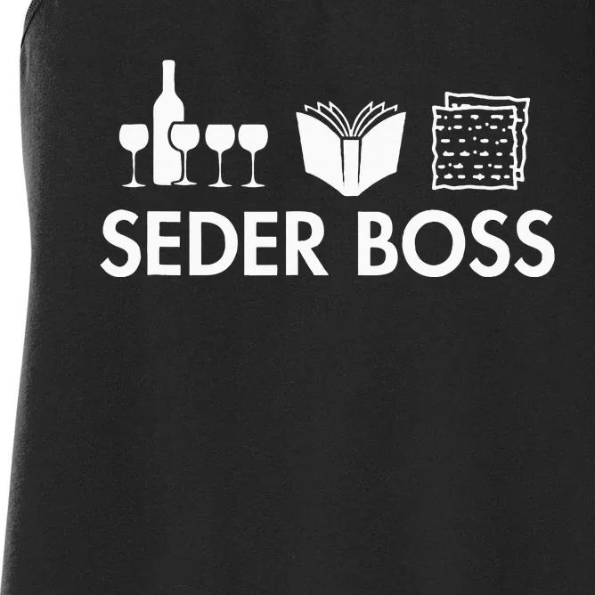 Seder Boss Jewish Funny Passover Leader Matzah Matzo Women's Racerback Tank