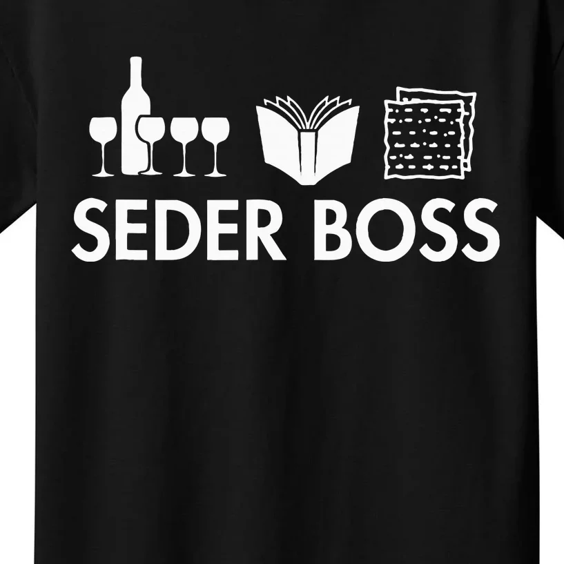 Seder Boss Jewish Funny Passover Leader Matzah Matzo Kids T-Shirt