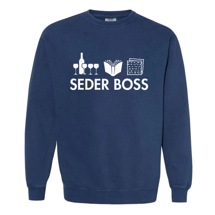 Seder Boss Jewish Funny Passover Leader Matzah Matzo Garment-Dyed Sweatshirt