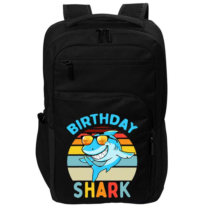 Shark Birthday Kids Matching Family Boy Impact Tech Backpack